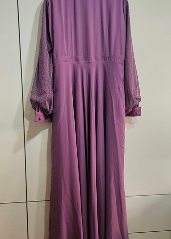 Alvina Mor Nakışlı Drapeli Uzun Kadın Elbise