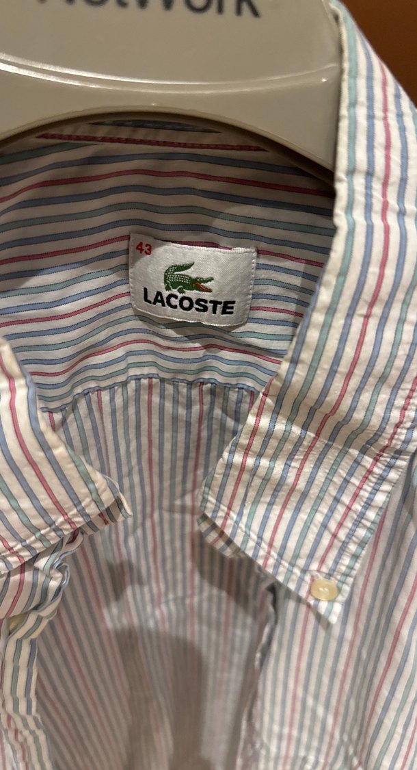 LACOSTE Erkek Gri Çizgili Pamuklu Uzun Kollu Gömlek - Görsel 2