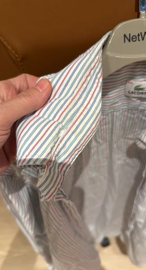 LACOSTE Erkek Gri Çizgili Pamuklu Uzun Kollu Gömlek - Görsel 3