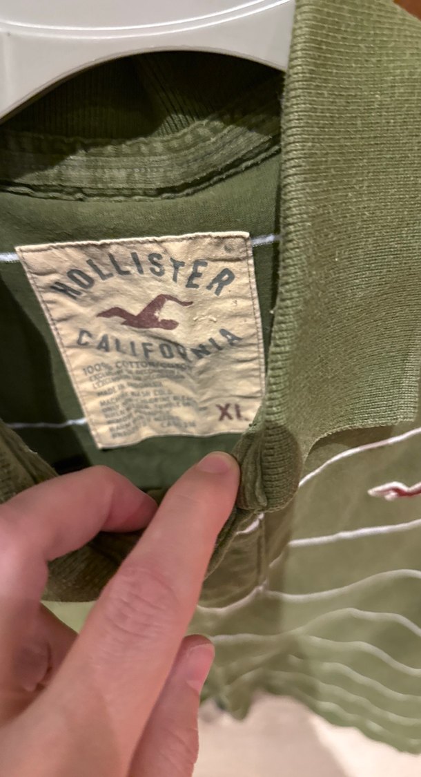 HOLLİSTER Erkek Haki Çizgili Polo Tişört - Görsel 2