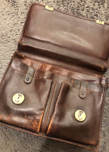 Orijinal MATRAŞ deri Vintage  Erkek Evrak Çantası - Görsel 3