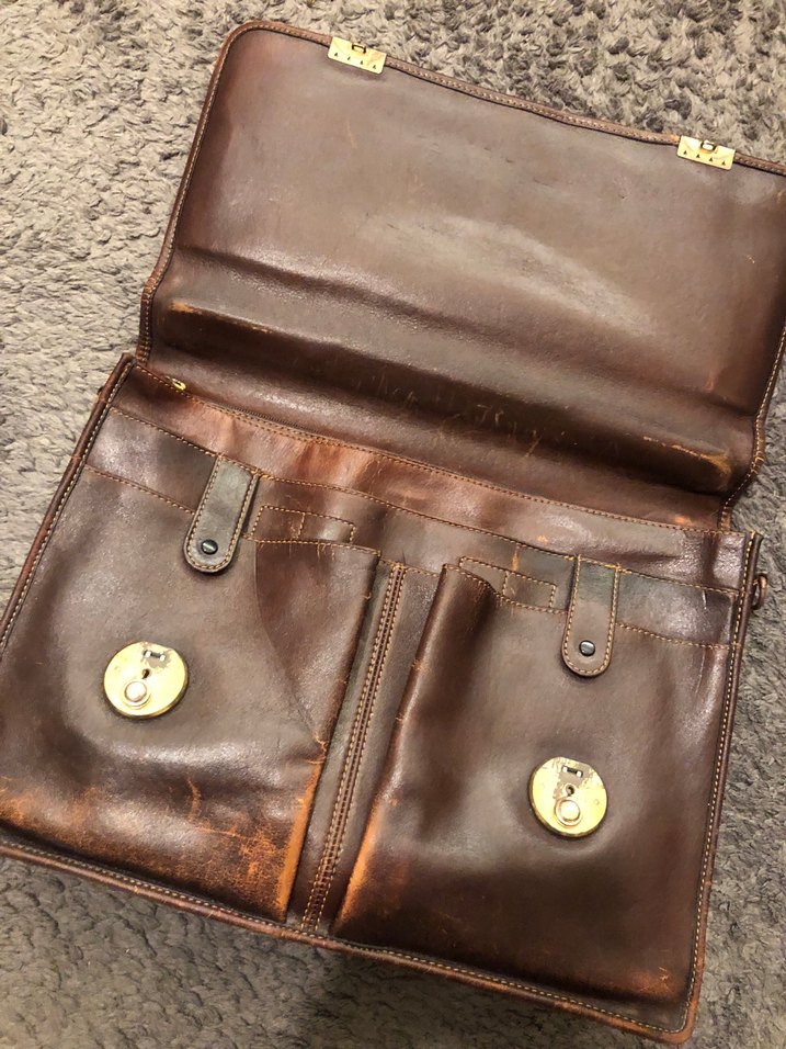Orijinal MATRAŞ deri Vintage  Erkek Evrak Çantası - Görsel 3