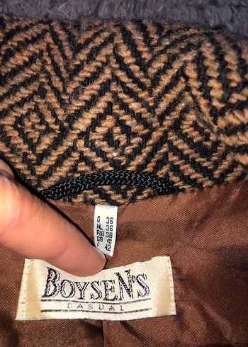 Kahverengi Balıksırtı Desenli Kaban - Görsel 4