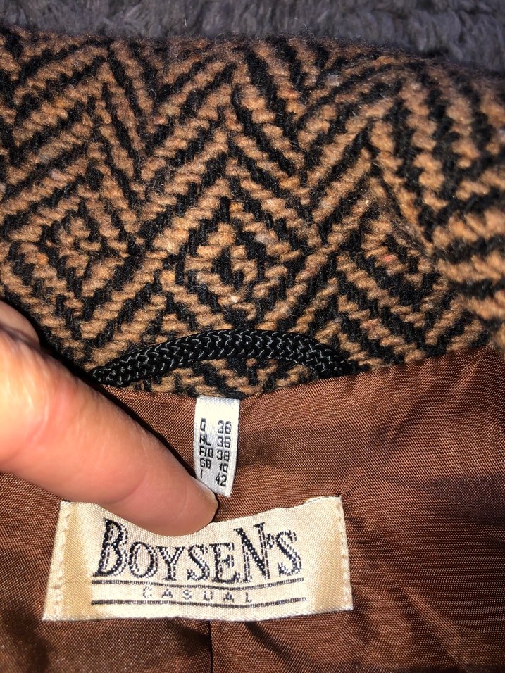 Kahverengi Balıksırtı Desenli Kaban - Görsel 4