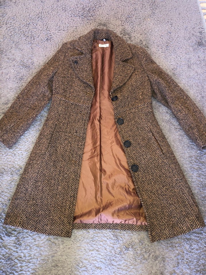 Kahverengi Balıksırtı Desenli Kaban - Görsel 2