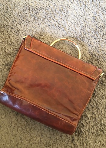 Klasik Kahverengi Deri Kadın el Çanta - Görsel 2