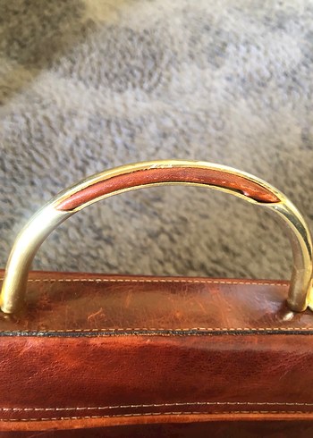 Klasik Kahverengi Deri Kadın el Çanta - Görsel 10