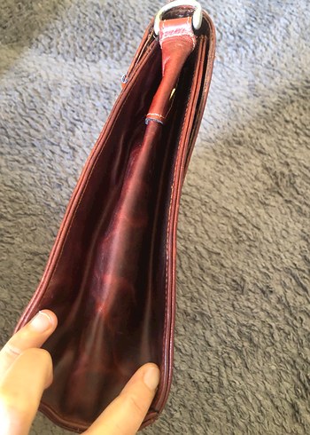 Klasik Kahverengi Deri Kadın el Çanta - Görsel 3