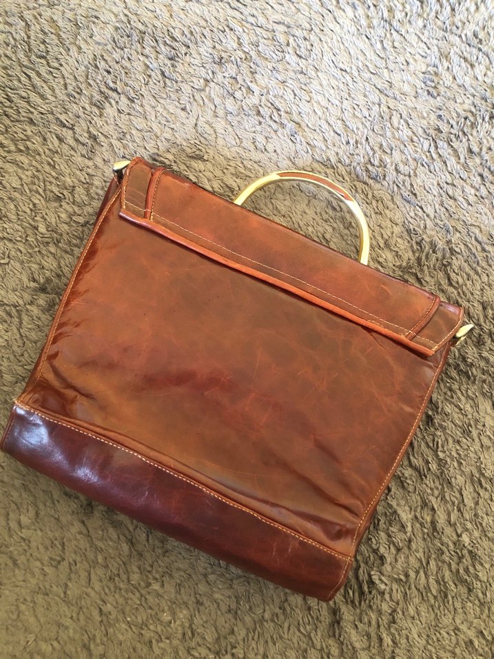 Klasik Kahverengi Deri Kadın el Çanta - Görsel 2