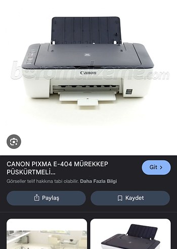 Canon Pixma E-404 Mürekkep Püskürtmeli Yazıcı