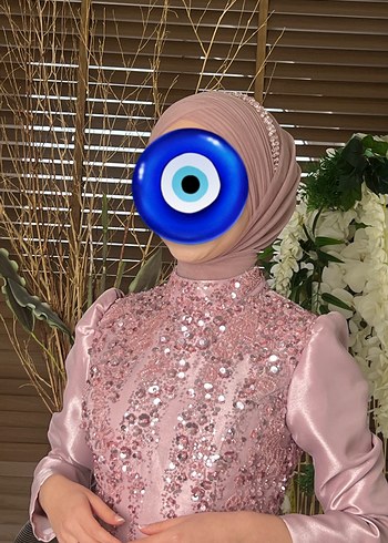 Pembe İşlemeli Uzun Abiye Elbise Nişanlık - Görsel 2