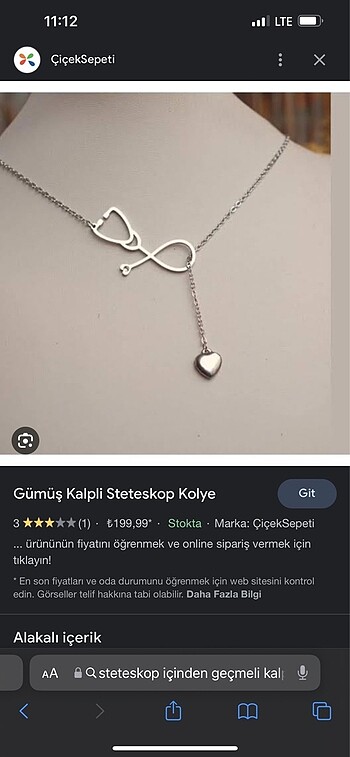 Stetoskop içinden kalpli kolye