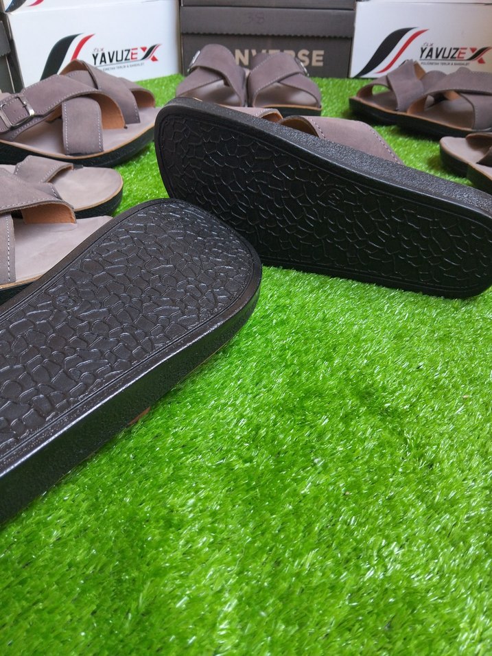Gri Erkek Sandalet, Tokalı, Günlük - Görsel 4