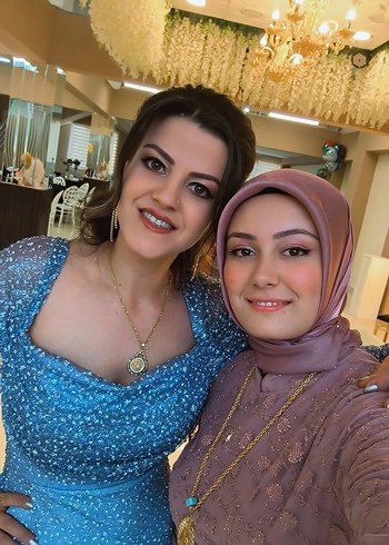 Uzun Kollu Straplez Mavi İşlemeli Abiye - Görsel 5