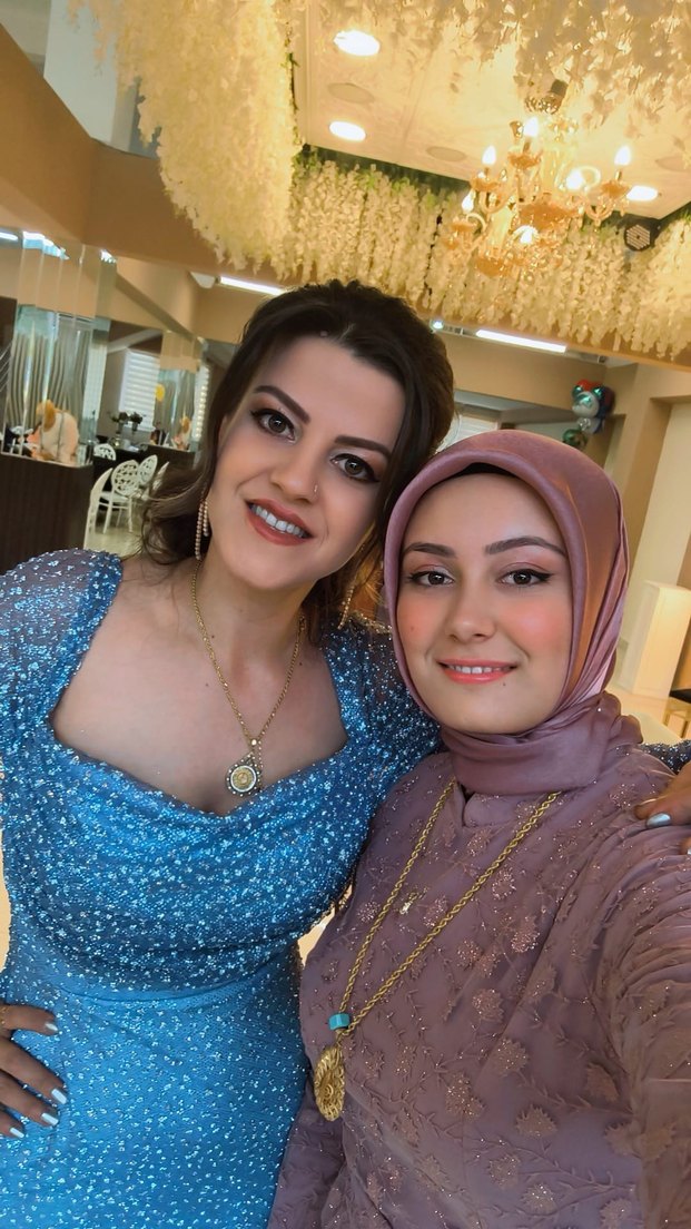 Uzun Kollu Straplez Mavi İşlemeli Abiye - Görsel 5