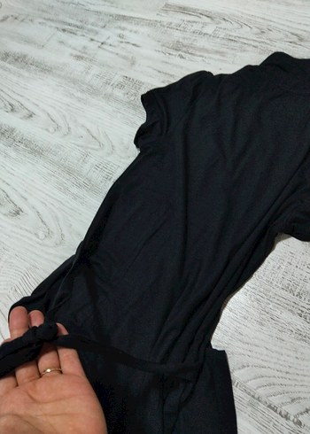 Siyah V Yaka Midi Kadın Elbise - Görsel 9