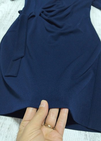 Lacivert Drapeli Midi Elbisesi - Görsel 2