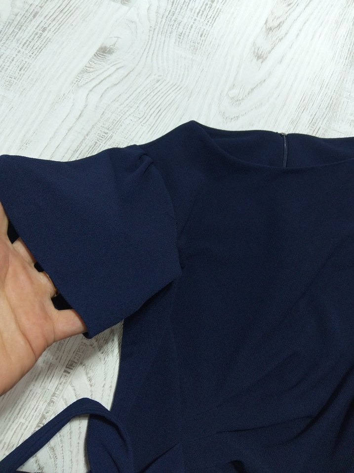 Lacivert Drapeli Midi Elbisesi - Görsel 4