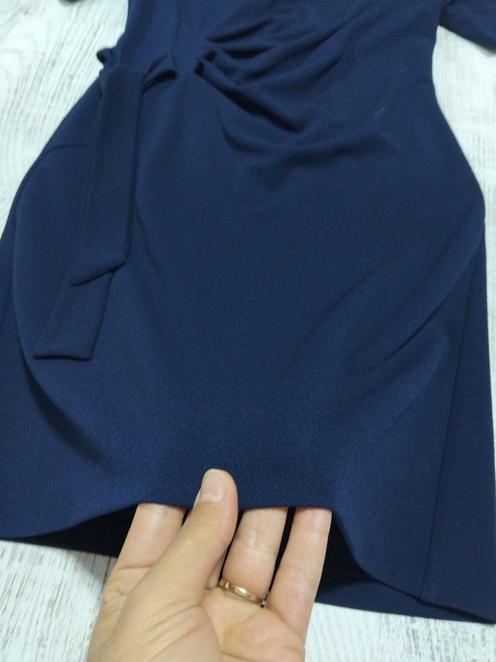 Lacivert Drapeli Midi Elbisesi - Görsel 2