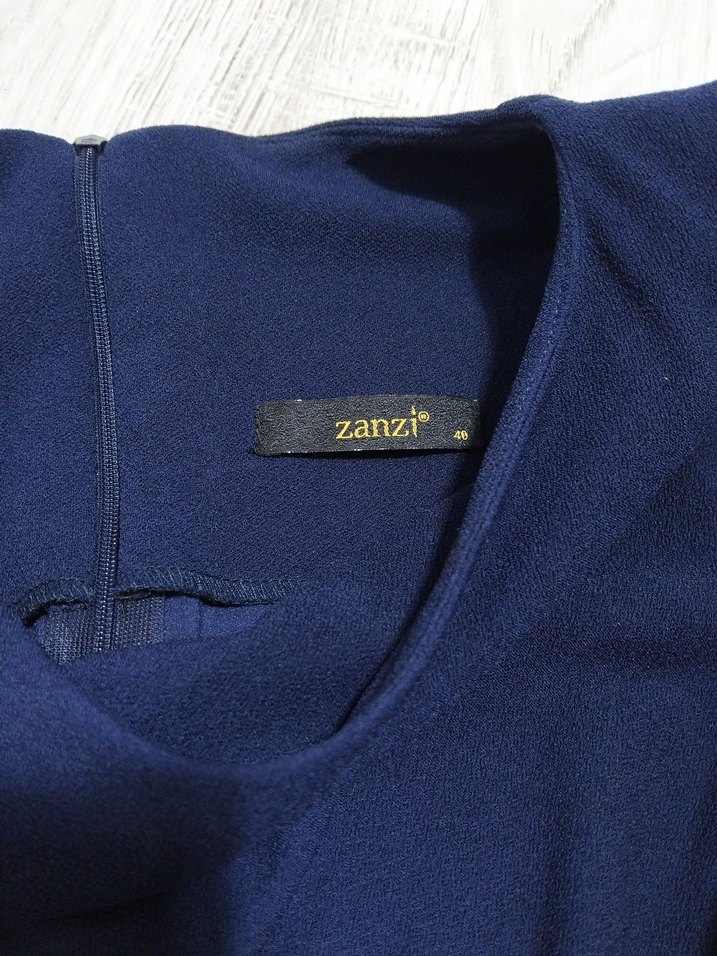 Lacivert Drapeli Midi Elbisesi - Görsel 5