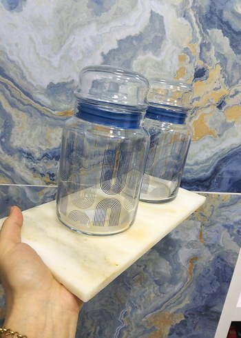 Mavi Kapaklı Cam Mutfak Kavanozları - Görsel 2