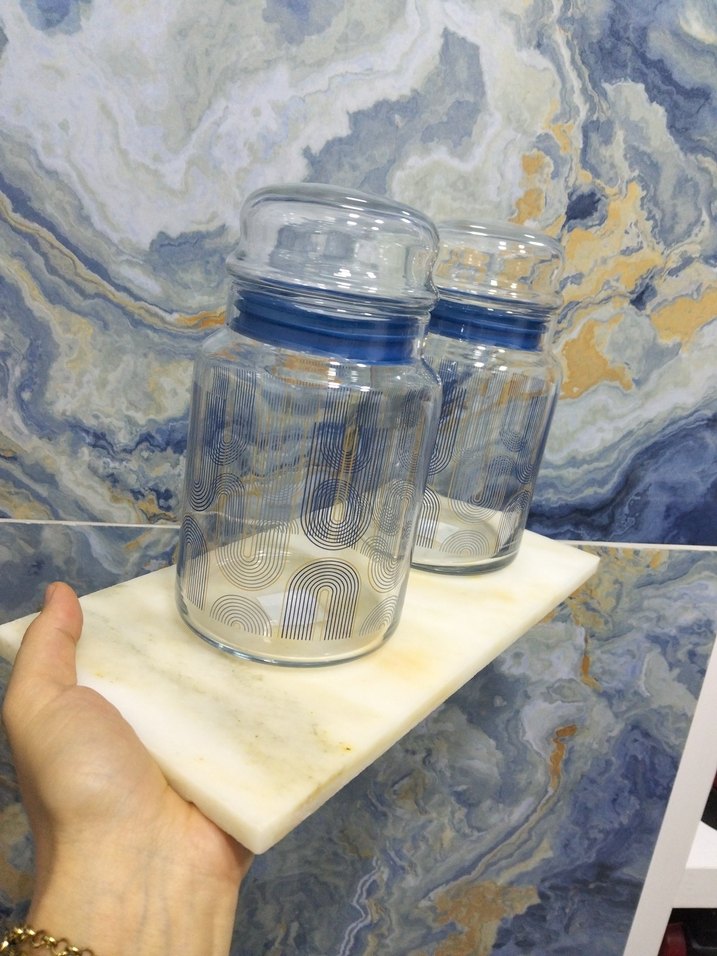 Mavi Kapaklı Cam Mutfak Kavanozları - Görsel 2