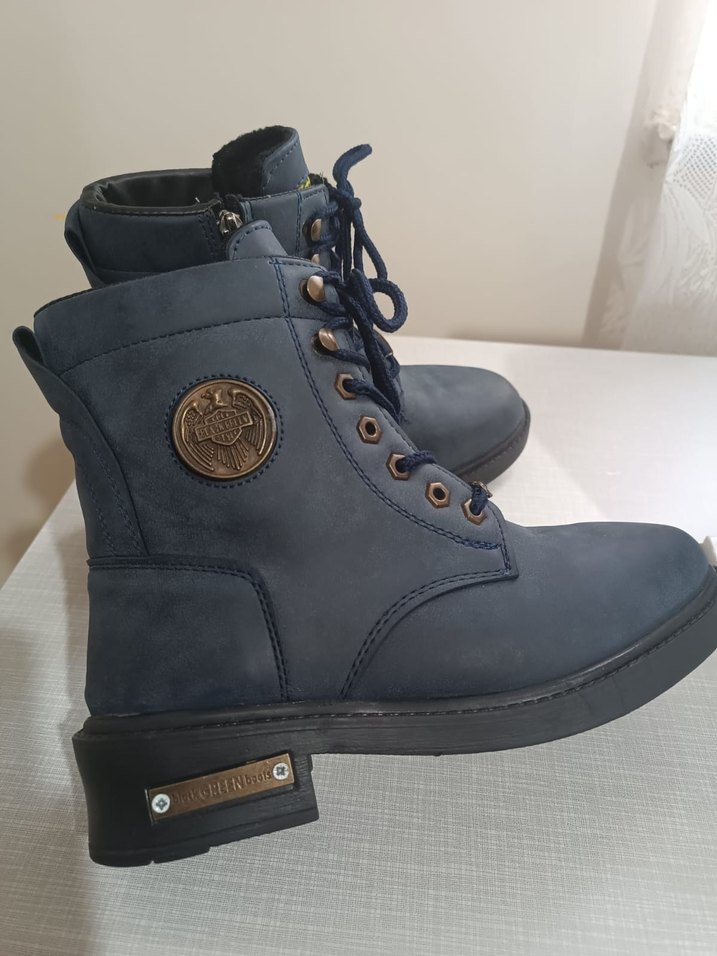 Mavi Süet Erkek Biker Botları - Görsel 4