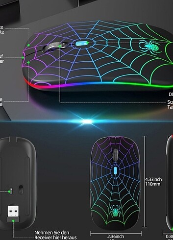 Kablosuz wireless renk değiştiren mouse. 2 ADET