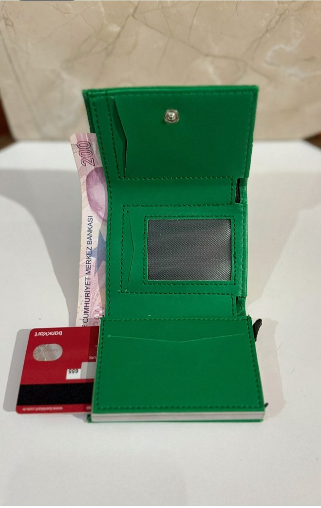 Yeşil Minimalist Erkek Cüzdanı - Görsel 3
