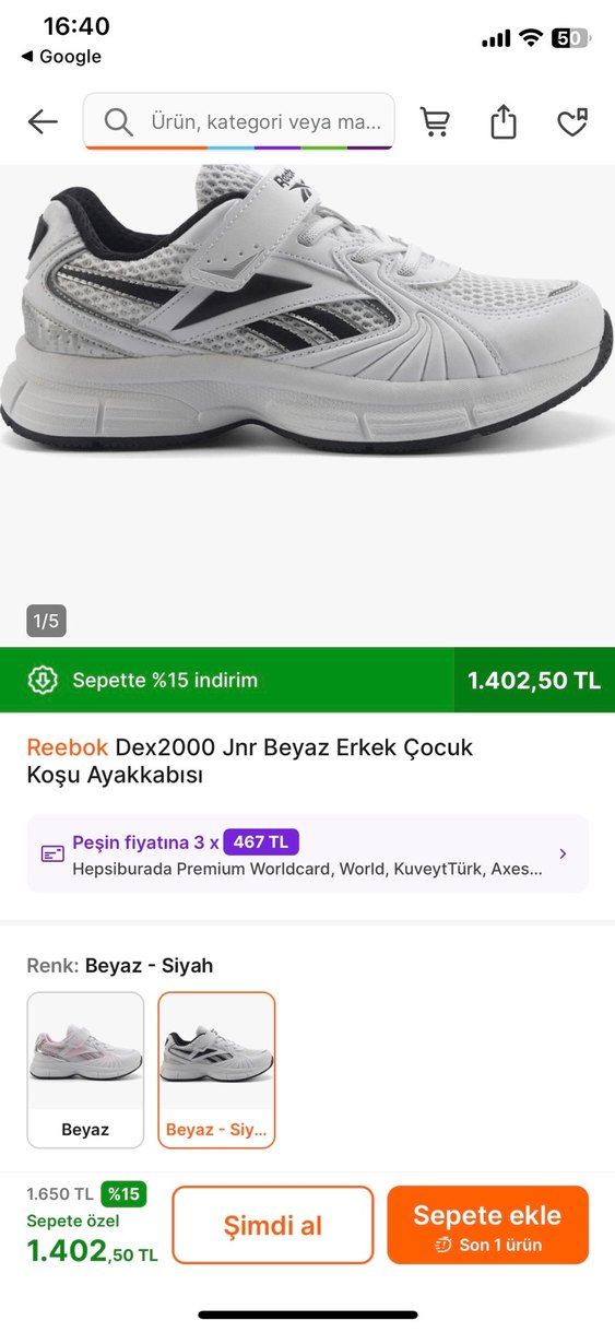 Reebok Beyaz Erkek Spor Ayakkabı - Görsel 2