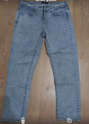 Gri Kadın Denim Pantolon - Günlük Rahat