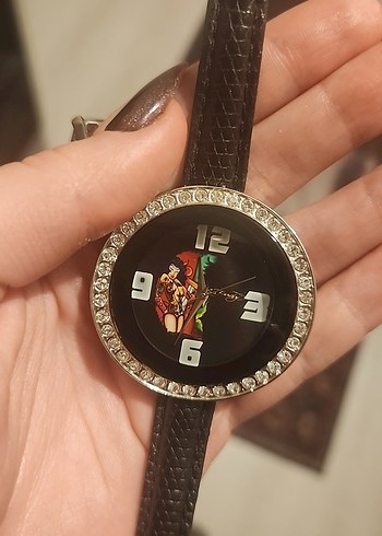 Siyah Parlak Taşlı Ed Hardy Kol Saati - Görsel 4