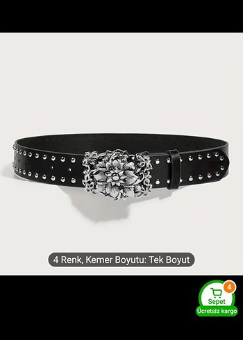 Siyah Deri Gotik Tokalı Kadın Kemer Yurtdışı - Görsel 2