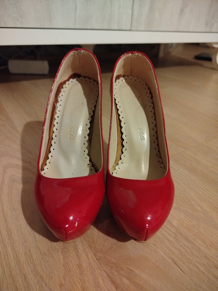 Parlak Kırmızı Platform Topuklu Kadın Ayakkabı - Görsel 2