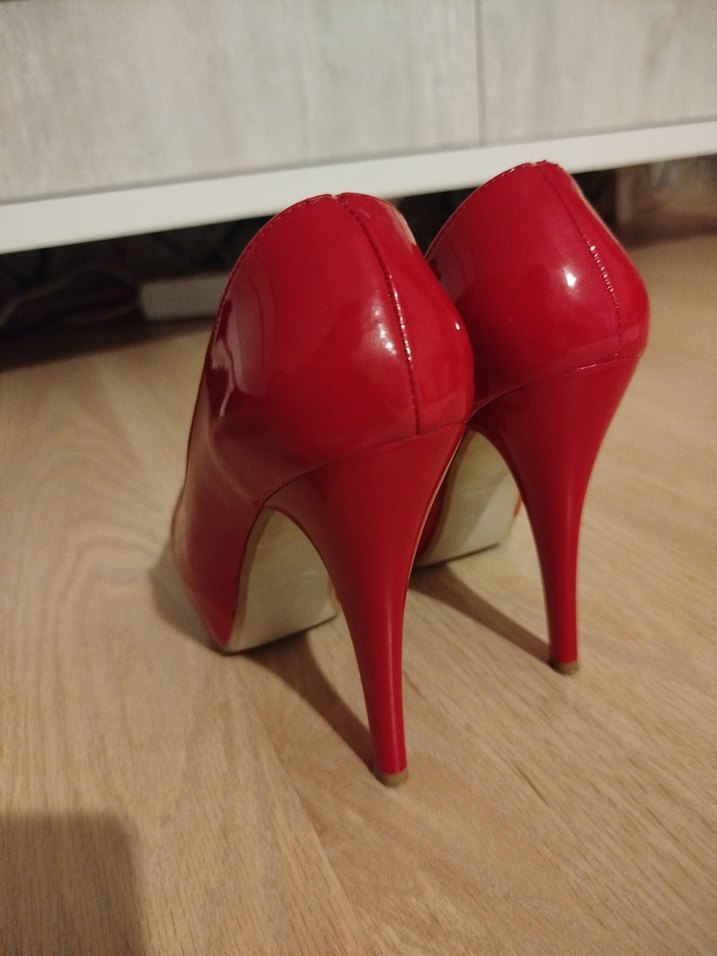 Parlak Kırmızı Platform Topuklu Kadın Ayakkabı - Görsel 3