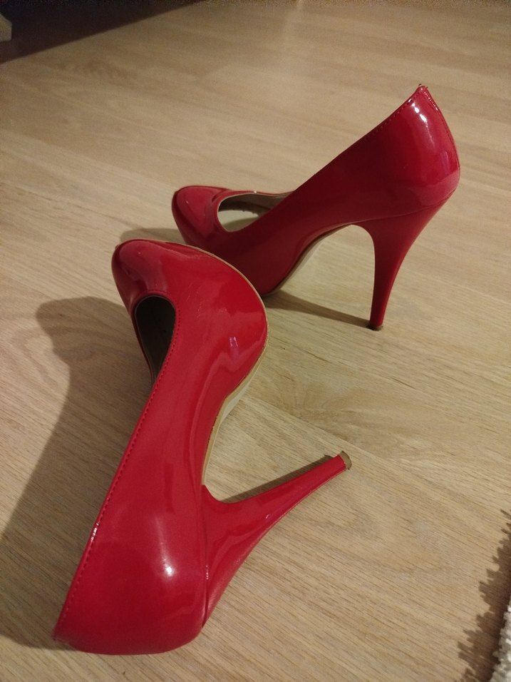 Parlak Kırmızı Platform Topuklu Kadın Ayakkabı - Görsel 4