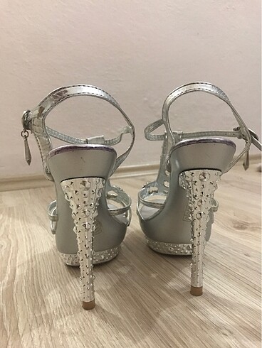 Gümüş rengi taşlı abiye platform - Görsel 4