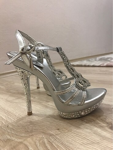 Gümüş rengi taşlı abiye platform - Görsel 2