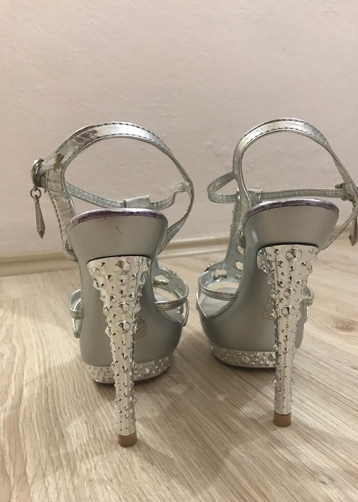 Gümüş rengi taşlı abiye platform - Görsel 4