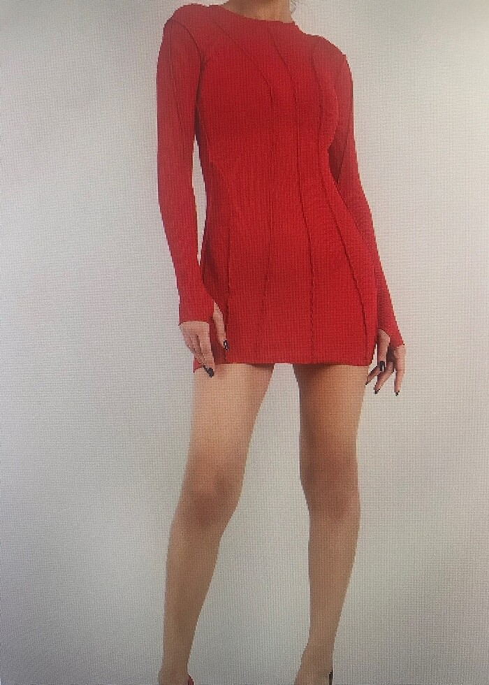 Kırmızı mini elbise - Görsel 3