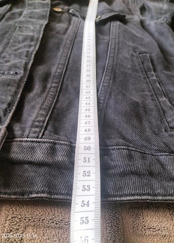 füme Düğmeli Kadın Denim Ceket - Görsel 6