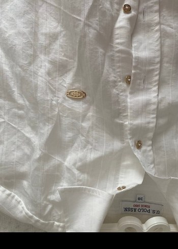 Düğmeli Beyaz Keten Gömlek - Görsel 3