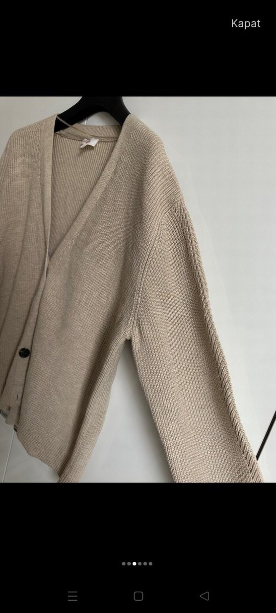 Bej Örgü Salaş Midi Hırka - Görsel 2