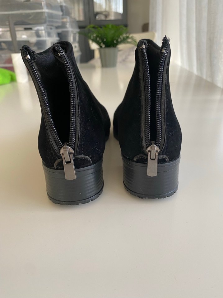 Siyah Süet Kadın Bot & Bootie 1 kere giyilmiştir yeni gibi - Görsel 4