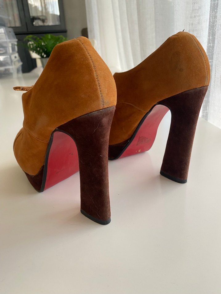 Kadın Kahverengi Süet Bağcıklı Topuklu Oxford - Görsel 3