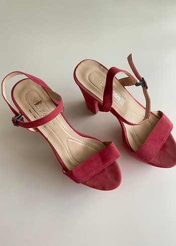 Pembe Süet Platform Topuklu Kadın Ayakkabı - Görsel 3