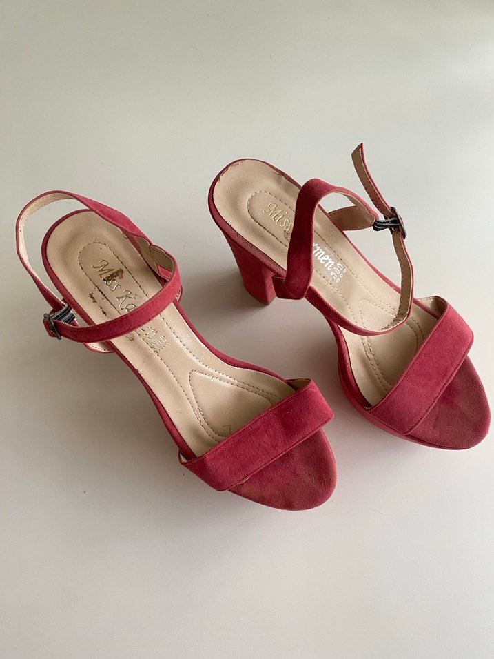 Pembe Süet Platform Topuklu Kadın Ayakkabı - Görsel 3