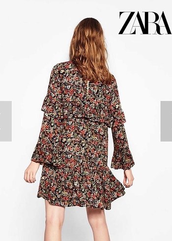 Zara Bohem Renkli Mini Elbise - Görsel 4