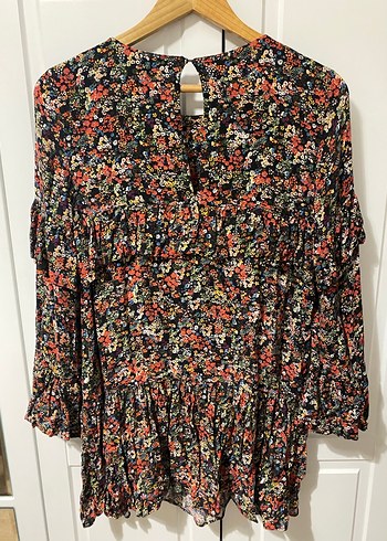 Zara Bohem Renkli Mini Elbise - Görsel 8