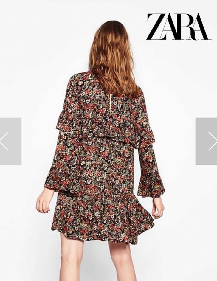 Zara Bohem Renkli Mini Elbise - Görsel 4